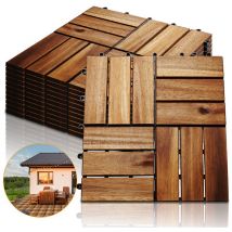 22 dalles de Terrasse Clipsable en Bois Resistant Aux Forte et Basses Températures 30 x 30 cm Revêtement Extérieur Pour Jardin Balcon - Swanew