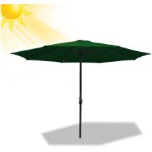 Parasol de Jardin 350 cm, UV30+, Parasol d'Extérieur, Parasol de Terrasse, Manivelle, Vert, Parasol de plage