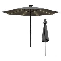 Parasol avec led 350 cm avec protection uv 30+ Manivelle Pliable Alu Balcon Terrasse Jardin Parasol à manivelle Marché Gris