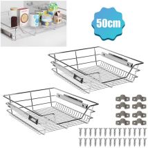 Swanew - 2x 50cm Küchenschublade Schubladen Drahtkorb TeleskopSchublade Ablagen Schrankauszug