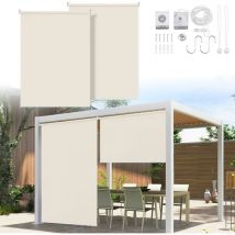 2X Store vertical enrouleur extérieur pour terrasse ou balcon Paravent rétractable Protection solaire 100x240CM Beige - Swanew