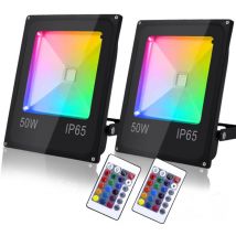 2X50W rgb led Strahler mit Fernbedienung rgb Strahler Außenstrahler Flutlichtstrahler - Swanew
