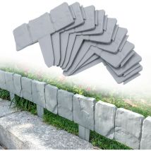 20 piezas Bordura de jardín de plástico efecto piedra 5 m Gris - Swanew