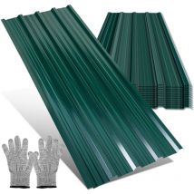 SWANEW 36x Tôles profilées ondulées revêtement mur toit abri de jardin, Vert, 129cm x 46cm = 21.36m²