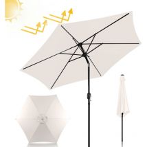 Parasol de Jardin 270 cm, UV30+, Parasol d'Extérieur, Parasol de Terrasse, Manivelle, Beige, Parasol de plage