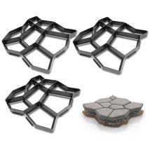 SWANEW 3x Moule en béton moules à paver DIY en plastiqu Pochoirs de pavage professionnels pour l'extérieur Plaques de marchepieds