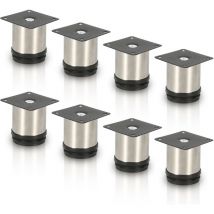 Swanew - 12pcs Furniture Feet Pies Ajustables Acero Inoxidable 80 mm Pies Ajustables plata