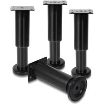 Swanew - 12pcs Furniture Feet Pies Ajustables Metal 18-30cm Pies Ajustables Negro
