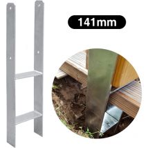 4x h Support de poteau H-ancre Ancre de poteau Pied de poteau Patte de poteau 141x600mm - Swanew