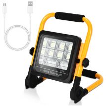 50W Projecteur led Rechargeable Éclairage Projecteur de chantier IP65 Projecteur solaire rechargeable - Swanew