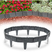 SWANEW 60 Stück Rasenkante Steinoptik Beeteinfassung Mähkante Beetumrandung Kunststoff für Garten, Wiese 15m Anthrazit