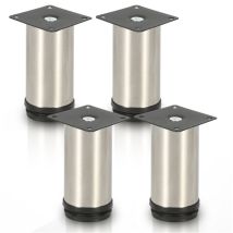 12er Set Möbelfüße Tischbeine Sockelfuß Tischfuß Möbel Edelstahl Höhe:50 mm - Swanew