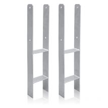 Ancrage de poteau Support de poteau Ancrage h argenté Carport 600mm Pied de poteau Support 141mm 2 pièces - Swanew