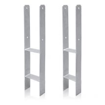Ancrage de poteau Support de poteau Ancrage h argenté Carport 600mm Pied de poteau Support 101mm 2 pièces - Swanew