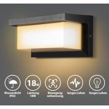 Swanew - Applique murale led 18W avec détecteur de mouvement IP65 Sensor Deko Applique extérieure Blanc chaud