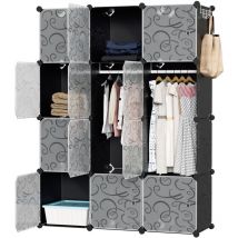 Armadio Armadio a 16 cubi con 2 binari per appendere vestiti, scarpe, giocattoli, ecc. - Swanew