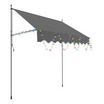 Auvent manuel avec led Auvent rétractable sans perçage 200x120cm Gris - Swanew