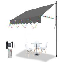 Auvent manuel terrasse Protection solaire UV-résistante Hydrofuge avec protection solaire avec led Gris 2M - Swanew