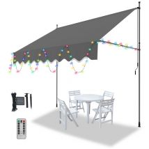 Auvent manuel terrasse Protection solaire UV-résistante Hydrofuge avec protection solaire avec led Gris 3M - Swanew