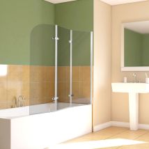Badewannenaufsatz faltbar Klar nano Glas esg 6mm Duschabtrennung für Badewannen 3-teilig faltbar 120140CM Silber - Swanew