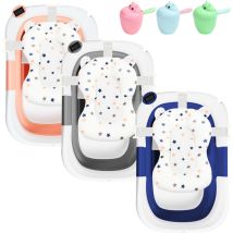 TolleTour Baignoire Pliable pour Bébé 0-12 Mois avec Hamac de Bain et thermomètre - Gris - 60.5x43x20.5cm
