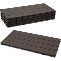Baldosas para terraza de wpc de 60x30 cm, baldosas para balcón de 3 m2, baldosas de clic, marrón oscuro, 18 piezas - Swanew