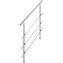 SWANEW Barandilla de acero inoxidable para escaleras de exterior Juego Balaustrada Balcón Jardín (160 cm, 3 travesaños)