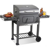Barbacoa de carbón - Parrilla de carbón - Parrilla con termómetro -139x67x107.5cm Gris - Swanew