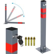 Barrière de parking 1 Set Barrière de parking Poteau de parking Avec 3 Clés Poteau Parking Barrière Verrouillable Rabattable Borne Stationnement