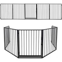 Barrière de sécurité avec 5 Pans enfant et animaux multi-fonction Grille de Protection métal Grille de protection pliante Barriere de securite