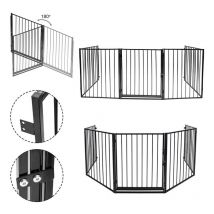 Barrière de sécurité Barrière de porte Barrière pour chiots Barrière de sécurité pour enfants en métal Cheminée Barrière pour chiens - Swanew