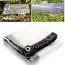 Bâche transparente 2 x 2 m en plastique épais avec Oeillets en métal Pour camping, sol, plantes Bâche imperméable