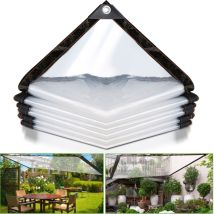Bâche transparente 3 x 2 m en plastique épais avec Oeillets en métal Pour camping, sol, plantes Bâche imperméable