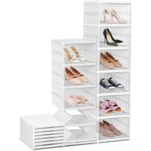 Boîtes à Chaussures Pliable Étagère à Chaussures Portable 6 Niveaux, Meuble à chaussures Rangement pour Talons, Bottes, Pantoufles - Blanc - Swanew