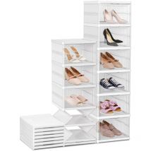 Boîtes à Chaussures Pliable Étagère à Chaussures Portable 6 Niveaux, Meuble à chaussures Rangement pour Talons, Bottes, Pantoufles - Blanc - Swanew