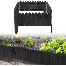Bordure de Jardin en Bois de Pin Naturel 200x20x1.5 cm - Clôture Décorative pour Pelouse et Massifs Teinte anthracite - Swanew