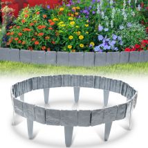 Bordure de pelouse Pierre effet Bordure de parterre Bordure de pelouse pp plastique pour jardin, prairie LxH 25x23cm 40-pièces/10M Gris - Swanew