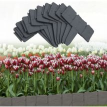 Bordures de pelouse Bordure de jardin Clôture flexible de pelouse Aspect pierre 20 pcs 5m Anthracite - Swanew