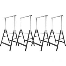 Caballetes 4x, altura telescópica ajustable 80-130 cm, antideslizante, Negro, Carga maxi. 200kg - Swanew