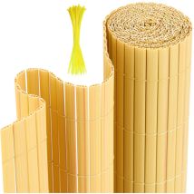 Wolketon - einfeben Canisse en pvc Brise Vue résistant,pour le jardin, Balcon ou terrasse,Bambou,120 x 400 cm