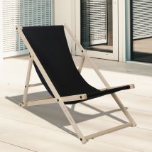 Chaise longue Bois pliable Chaise longue pliable Chaise solaire Chaise de jardin noir - Swanew