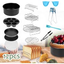 Kit d'accessoires pour Friteuse à Air Électrique en Acier Inoxydable 12pcs 8 Pouces