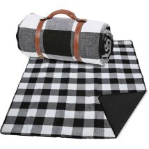 Picknickdecke Decken 200x200cm Wasserfeste Picknick xxl Campingdecke Tragbar pu Träger Stranddecke Schwarz - Swanew