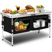Cuisine de Camping en aluminium, 120x47x68cm, armoire de camping, Cuisine d'Extérieur - Swanew