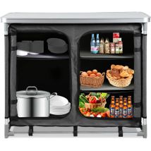 SWANEW Cuisine d’Extérieur 97x78x50cm, Meuble Camping de Rangement, Cuisine de Camping en aluminium