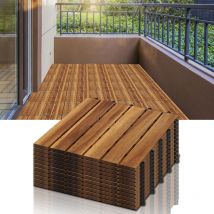 Dalles de terrasse bois d'acacia 2m² dalle 30x30cm système de clips dalle découpe possible dalle de jardin - Swanew