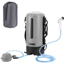 Swanew Douche de camping 12L pour camping, voyage, jardin, douche de jardin avec pompe à pied (Gris)