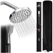 Swanew - Douche de jardin avec robinet pour camping, douche extérieure 60L (avec couvercle de protection, avec douchette, en noir)