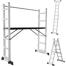 Echafaudage de travail Alu argent Echelle polyvalente 2x6 marches multifonctionnelle Echelle à cadre a Echafaudage de chantier jusqu'à 150kg - Swanew