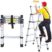 Echelle Télescopique jusqu'à 150 kg Escabeau stable en aluminium 1.4m+1.7m Escabeau extensible - Swanew